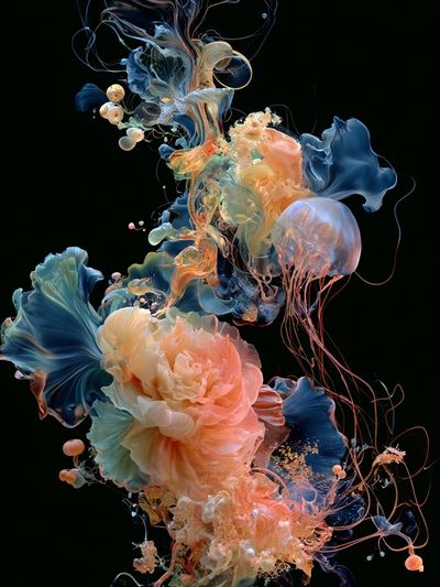 Abstract Blooming Jellyfish Poster. poster