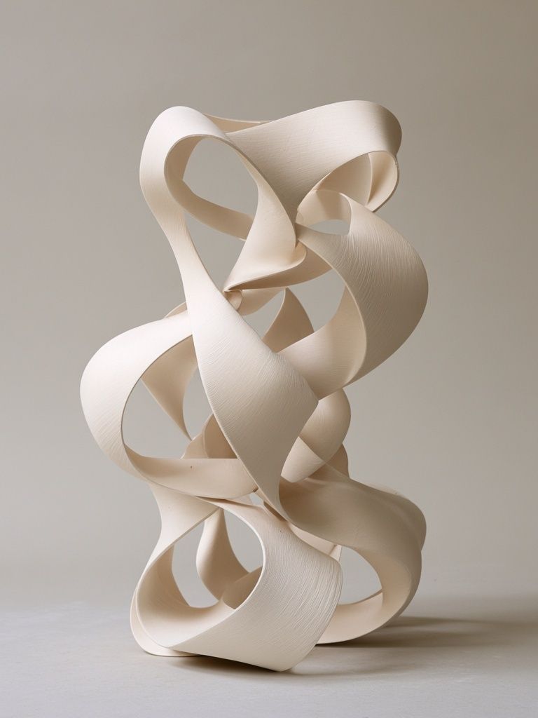 Cream Ribbon Sculpture Abstract Print. poster — abstract art