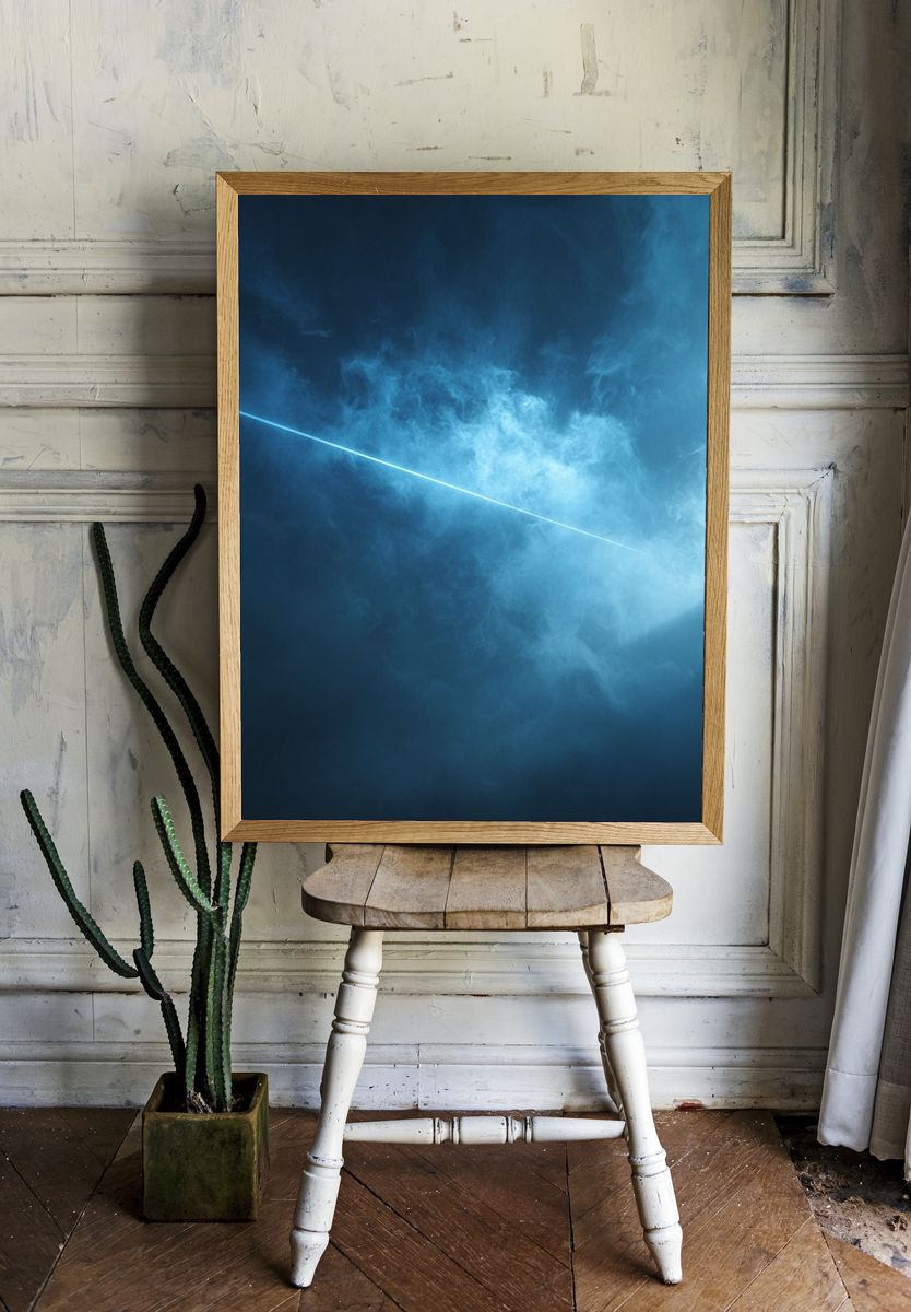 Blue Light Beam Abstract Poster. — room view 1