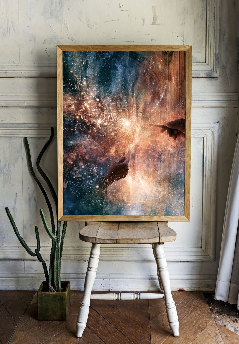 Cosmic Spark Abstract Print. — room view 1