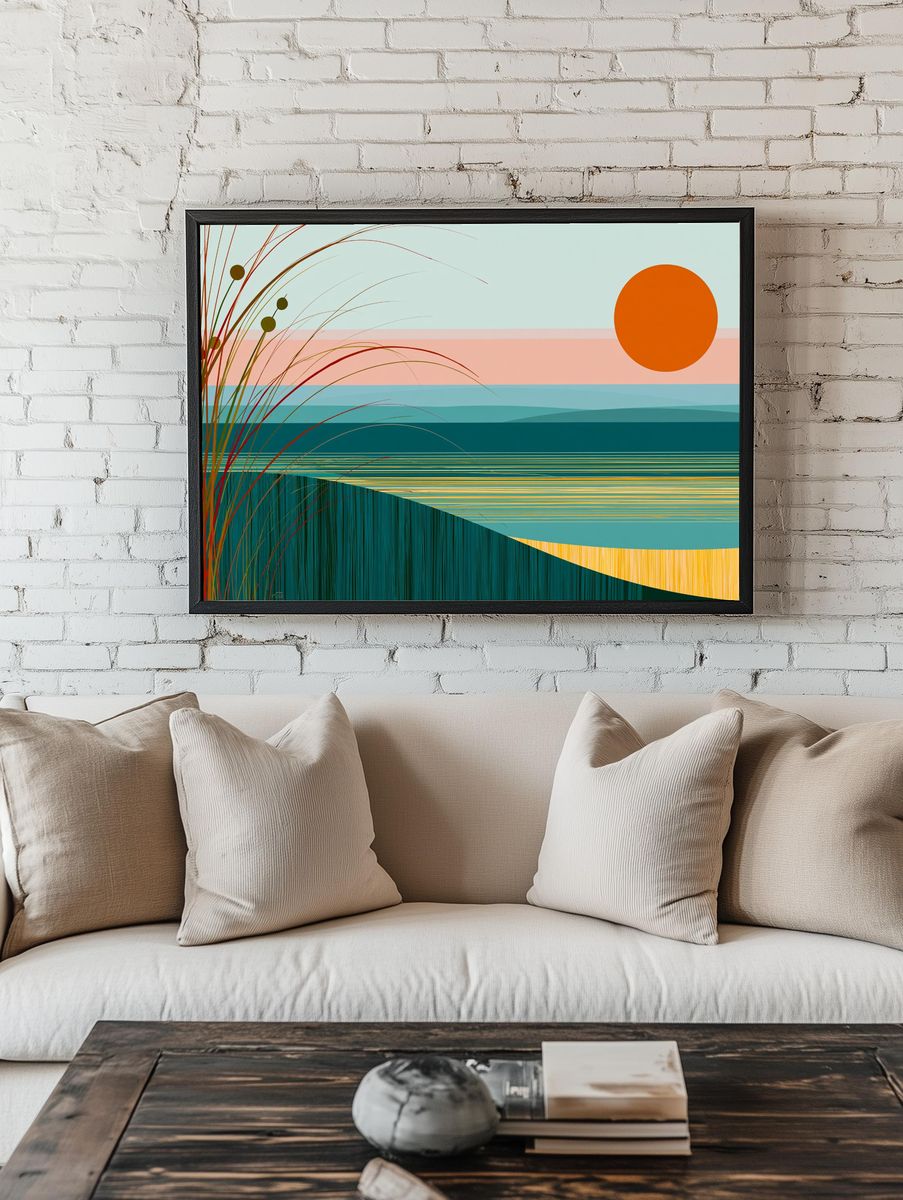 Sunset Horizon Abstract Poster. — room view 1