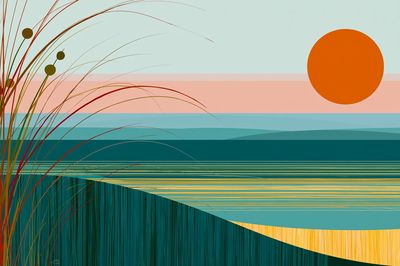 Sunset Horizon Abstract Poster.