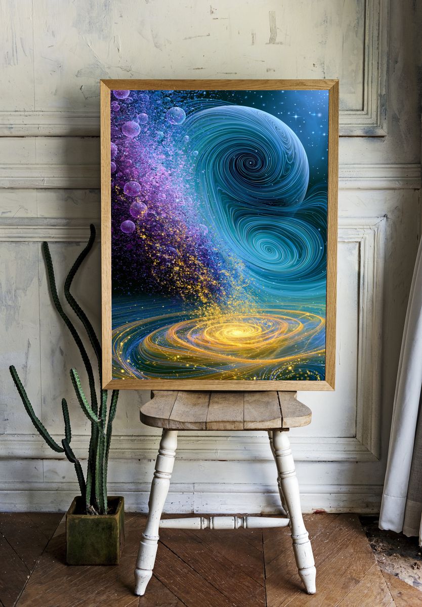 Cosmic Spiral Galaxy Abstract Print. — room view 1