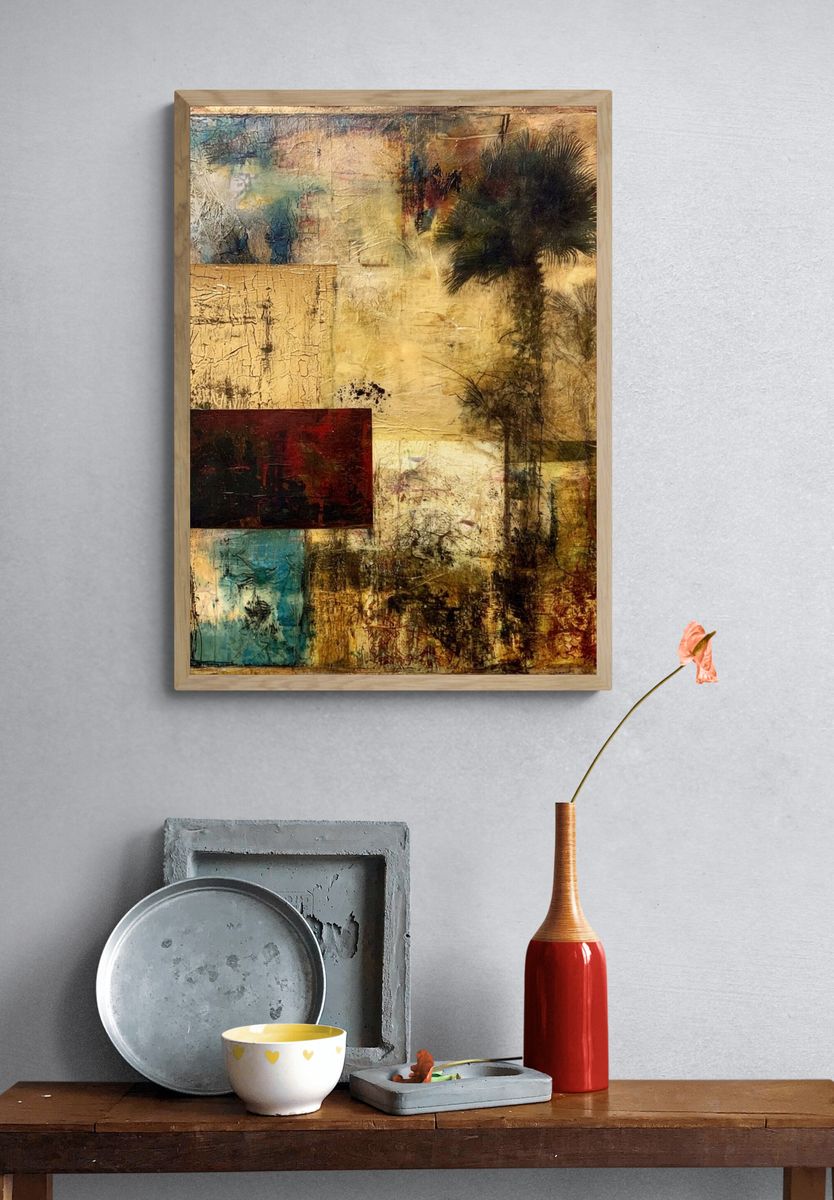 Tropical Collage Abstract Print. — room view 3