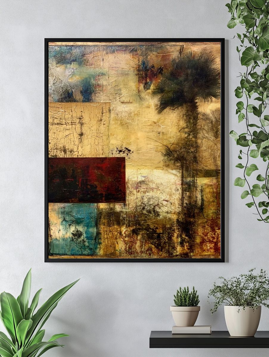 Tropical Collage Abstract Print. — room view 4