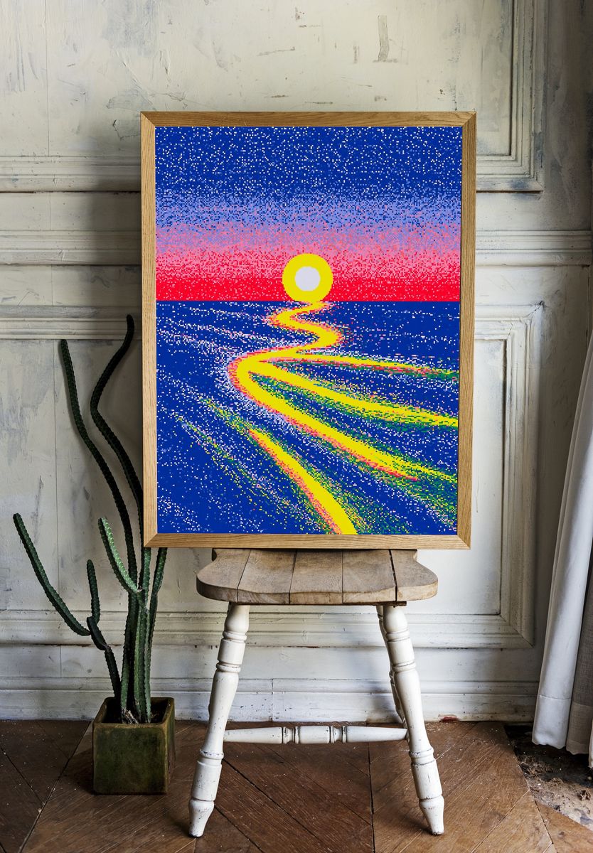 Neon Sunset Path Abstract Print. — room view 1