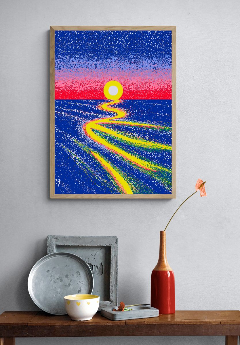 Neon Sunset Path Abstract Print. — room view 3