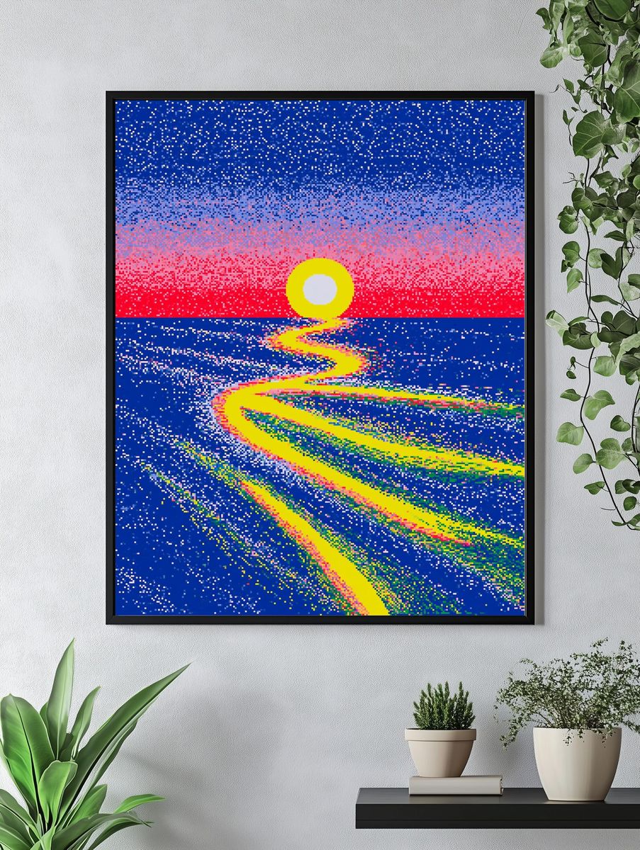 Neon Sunset Path Abstract Print. — room view 4