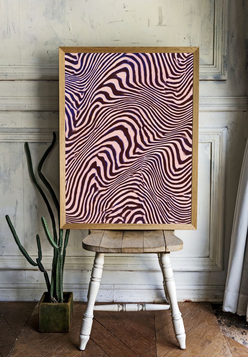 Zebra Wave Abstract Poster. — room view 1