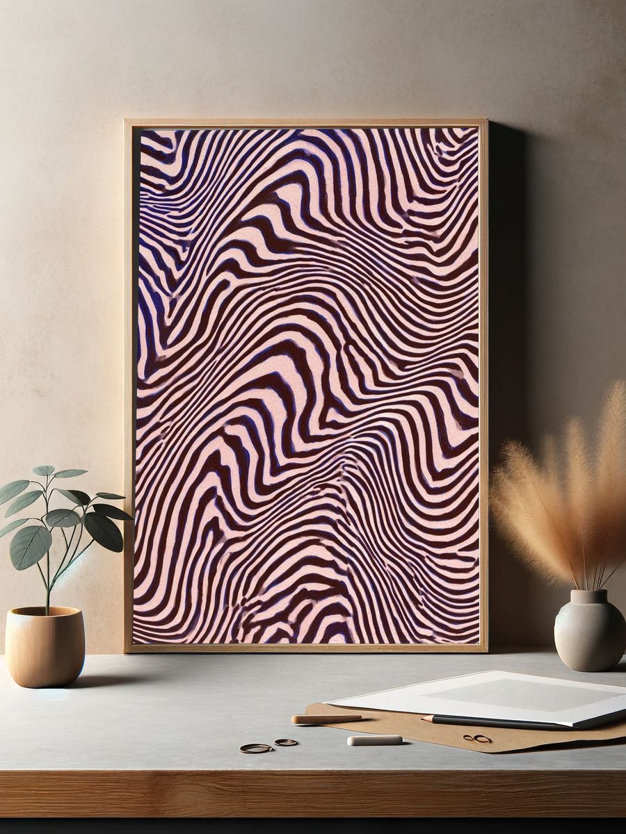 Zebra Wave Abstract Poster. — room view 2