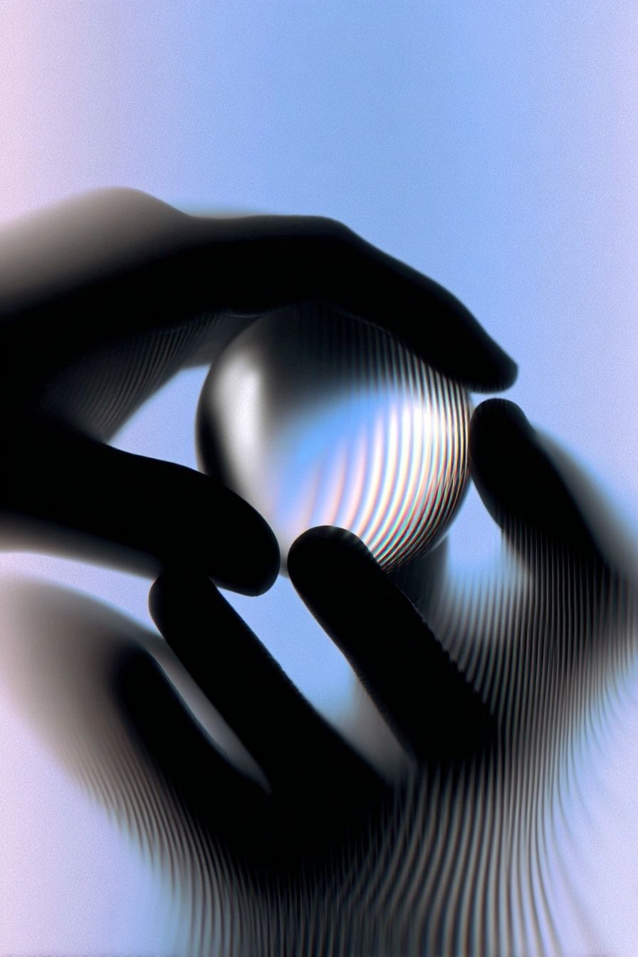Hands Holding a Glass Sphere — Abstract Print. poster — abstract art