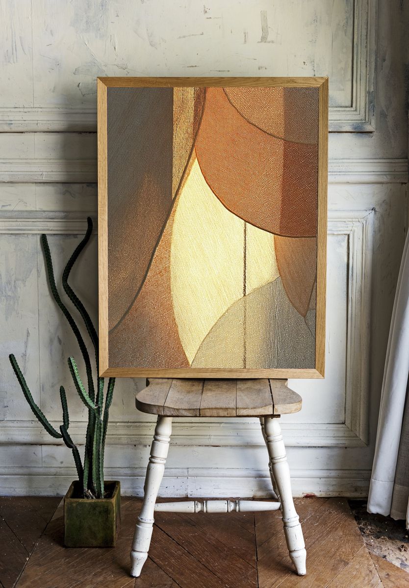 Warm Linen Abstract Poster. — room view 1