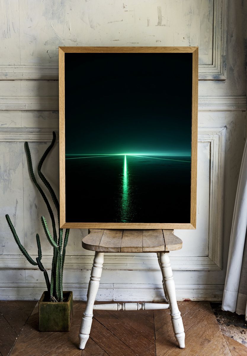 Neon Horizon Abstract Poster. — room view 1