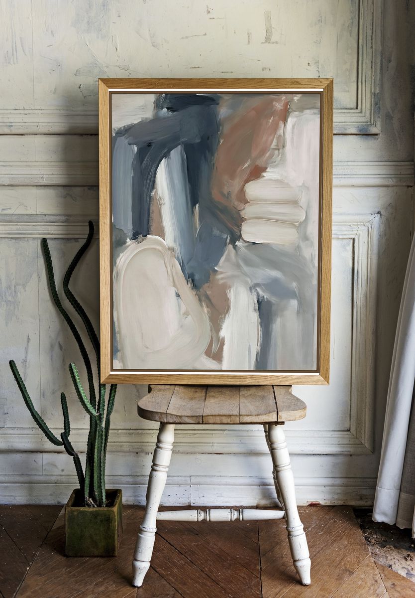 Neutral Brushstroke Abstract Poster. room preview