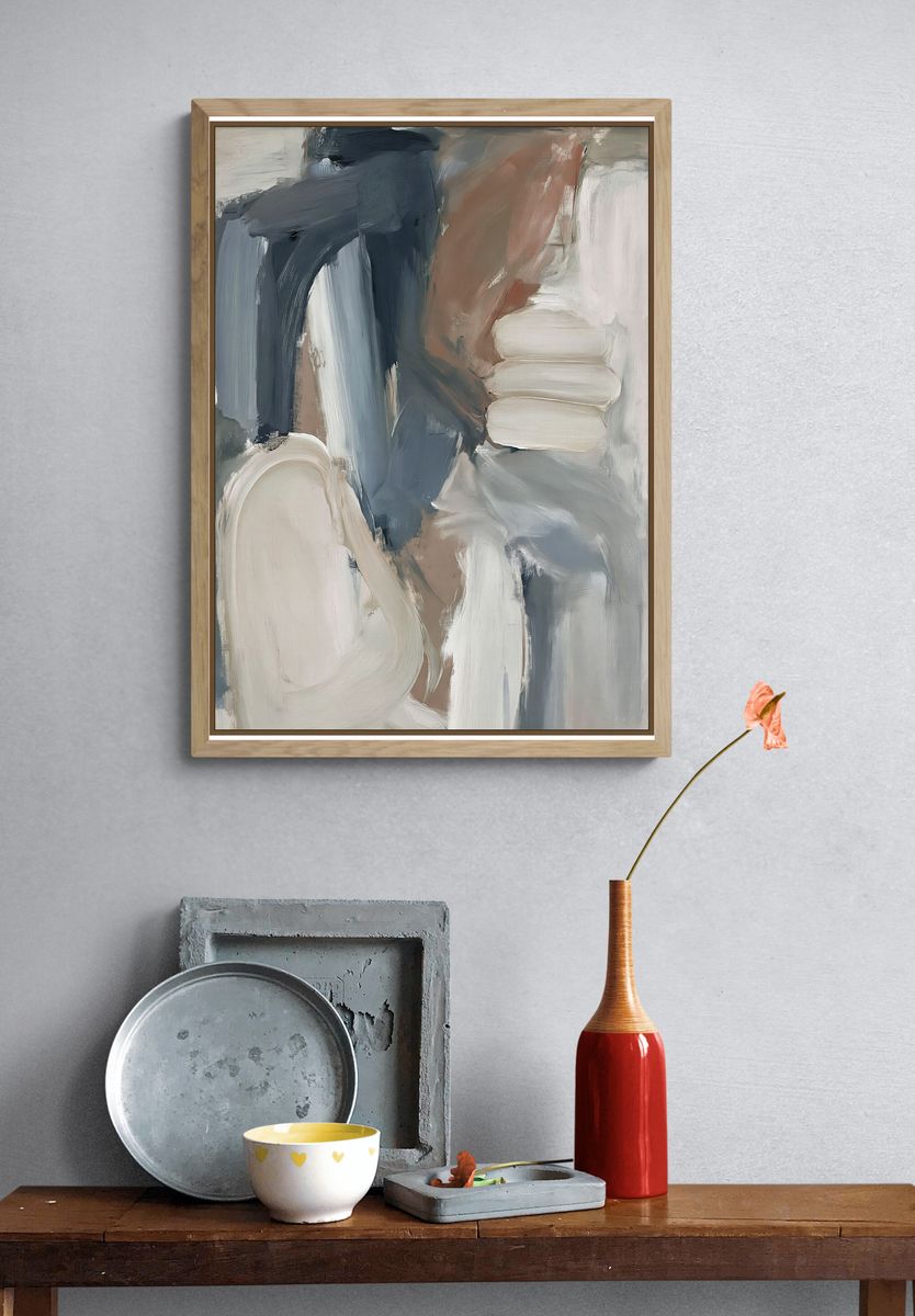 Neutral Brushstroke Abstract Poster. — room view 3