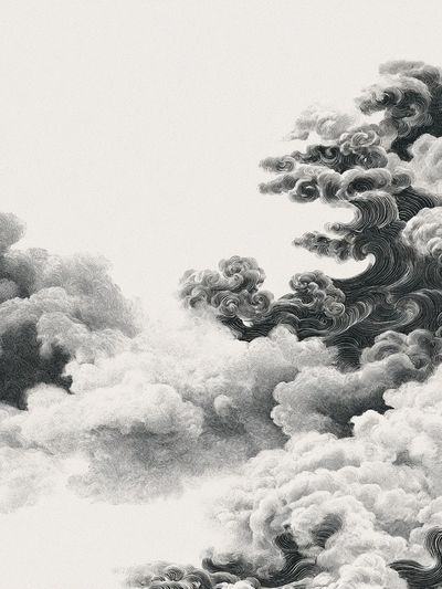 Monochrome Cloudscape Abstract Print.