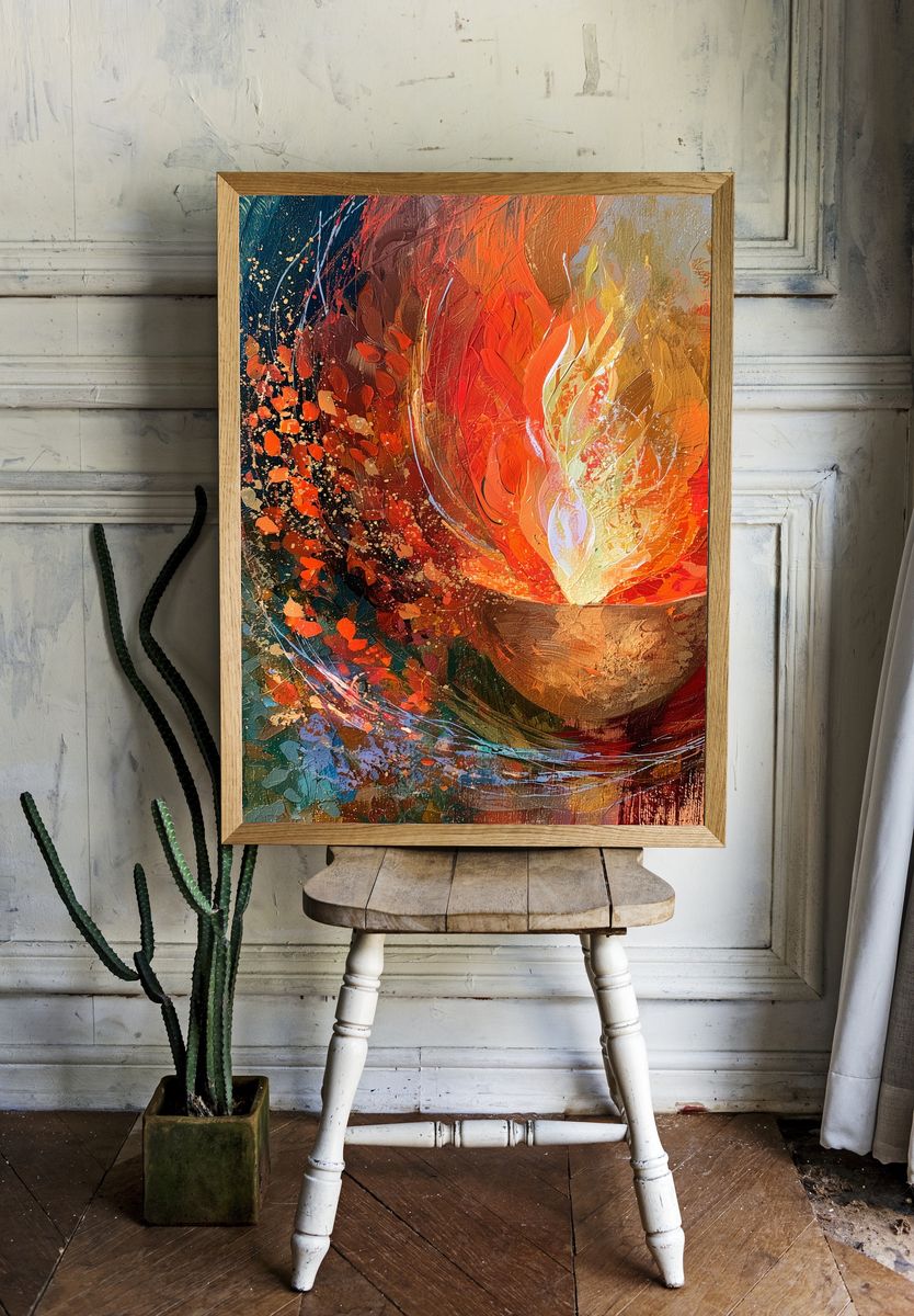 Fiery Abstract Flame Poster. — room view 1