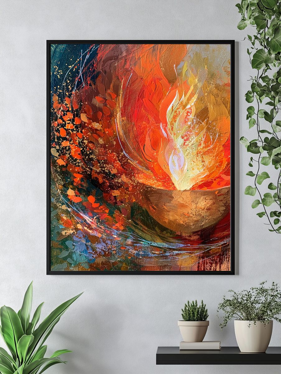Fiery Abstract Flame Poster. — room view 4