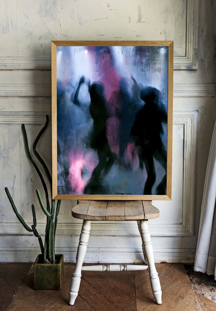 Neon Chevron Abstract Poster. — room view 1