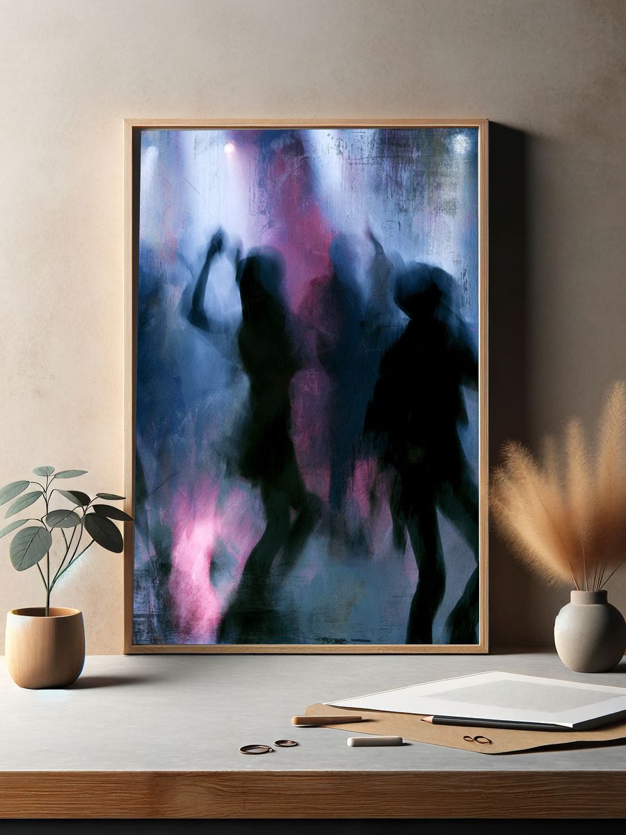 Neon Chevron Abstract Poster. — room view 2
