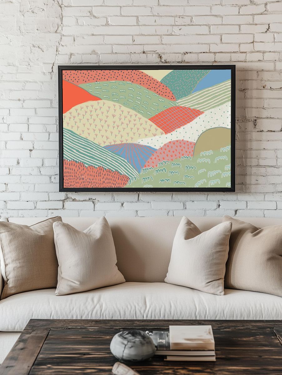 Abstract landscape background illustration. room preview