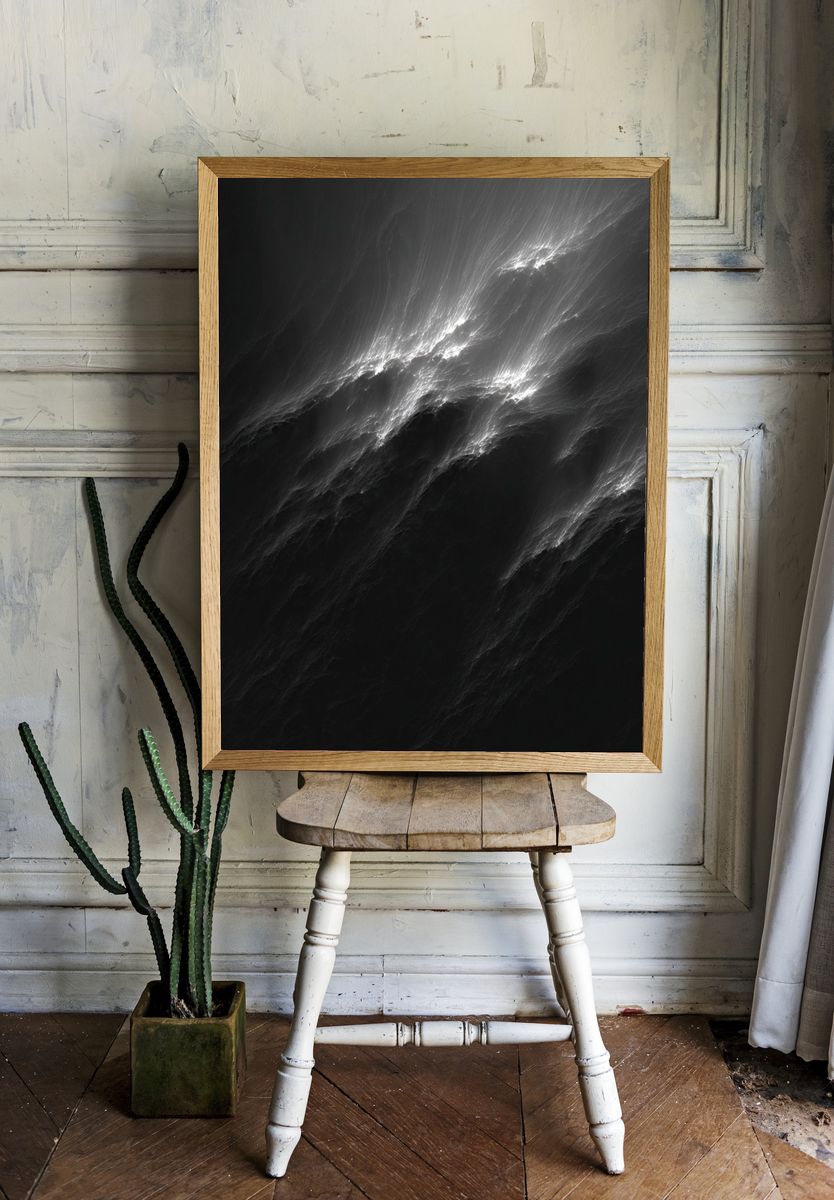 Monochrome Light Streaks Abstract Poster room preview