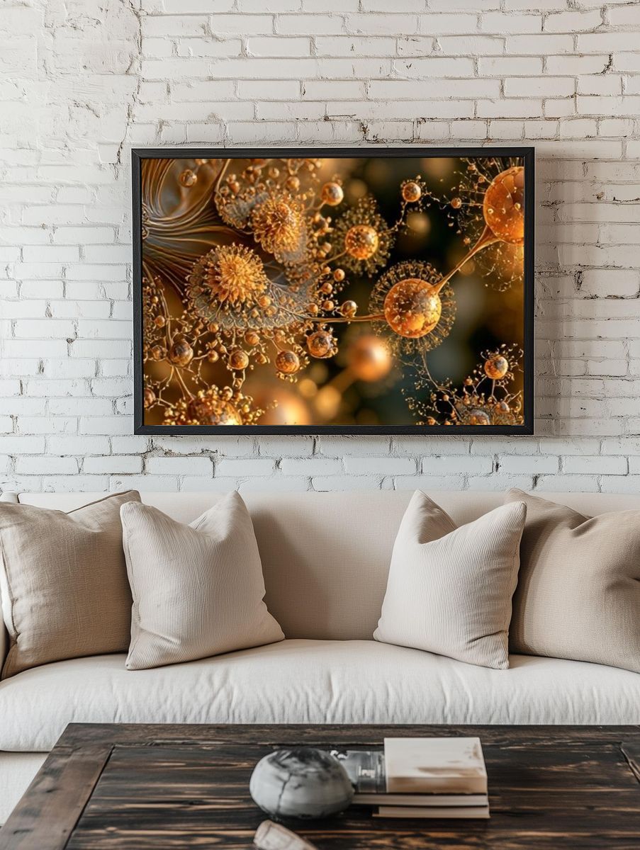 Golden Abstract Orbital Poster. — room view 1