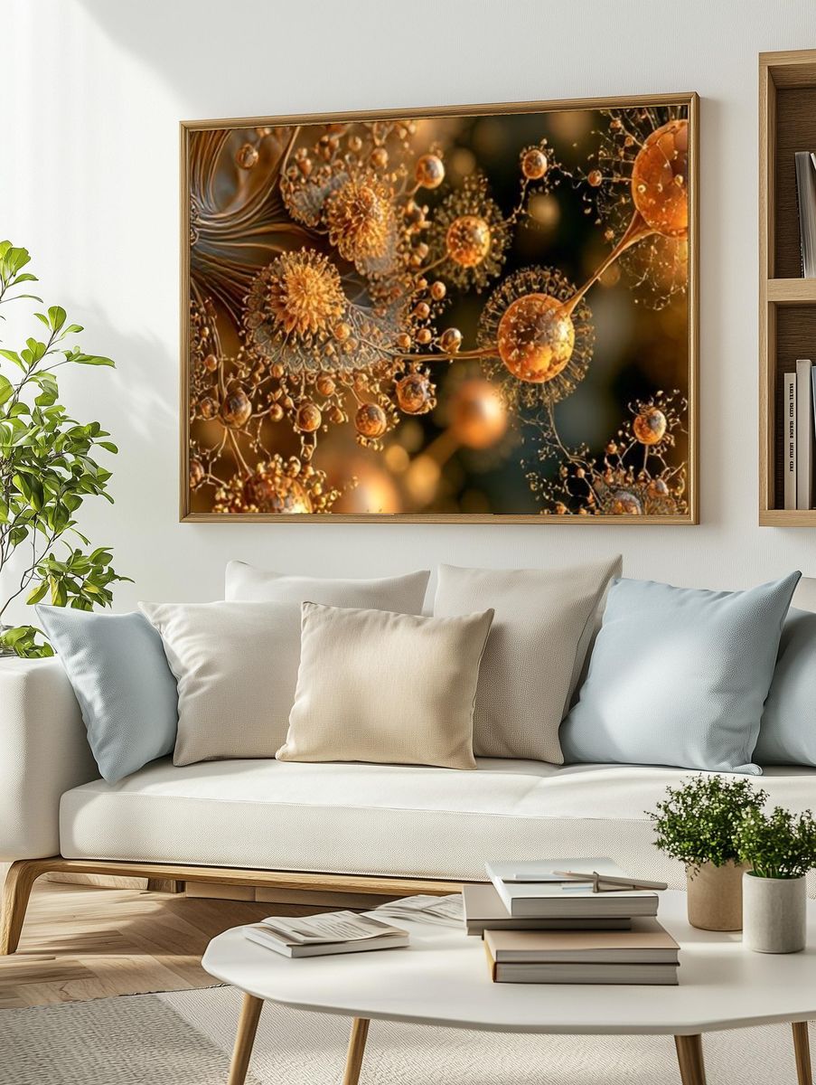 Golden Abstract Orbital Poster. — room view 2