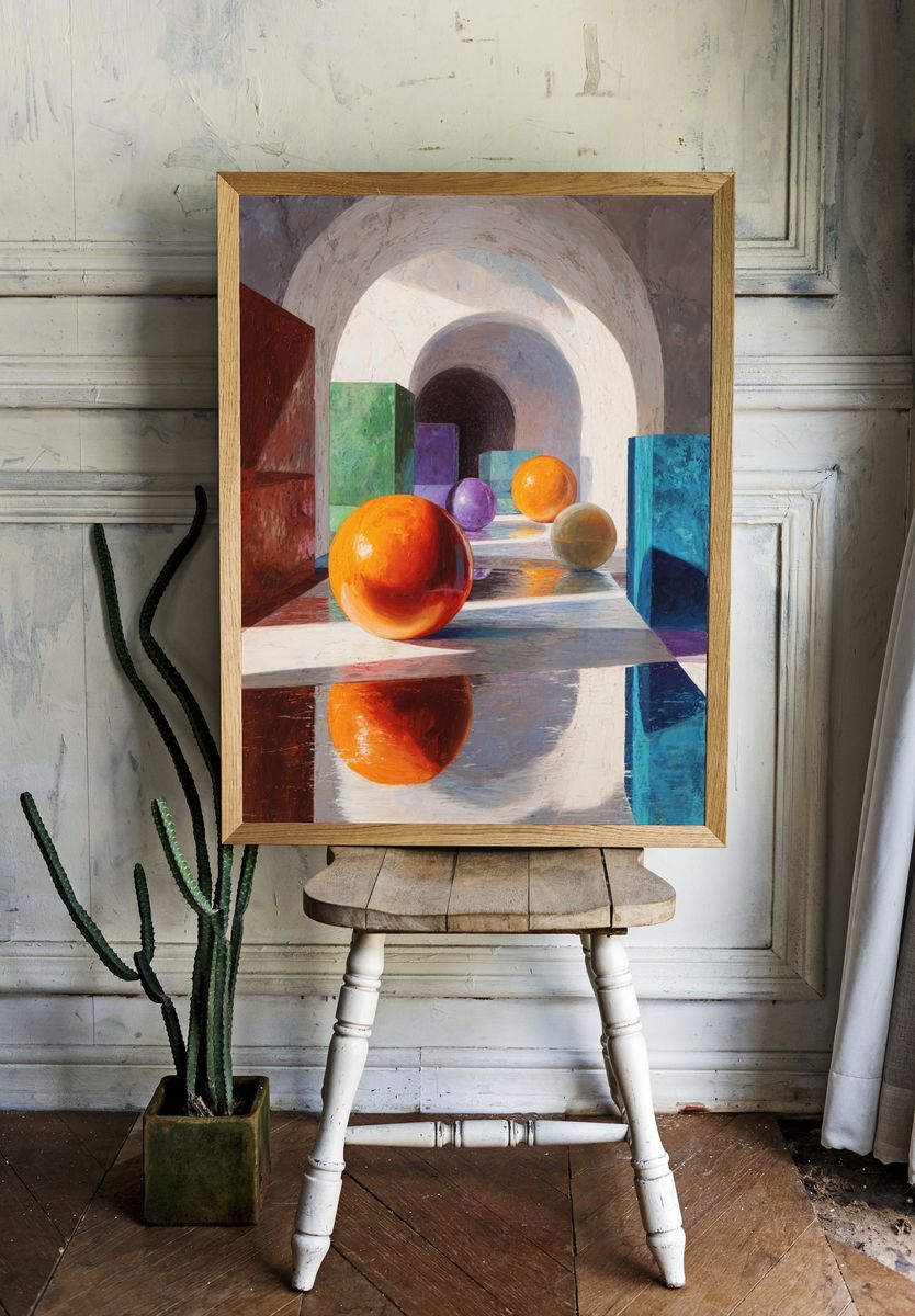Geometric Spheres Abstract Print. — room view 1