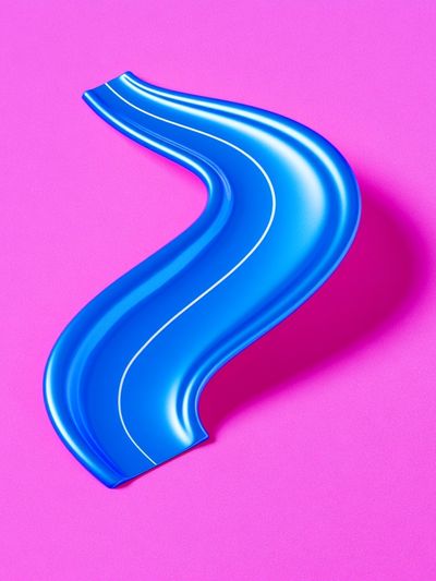 Neon Blue Ribbon Abstract Poster.