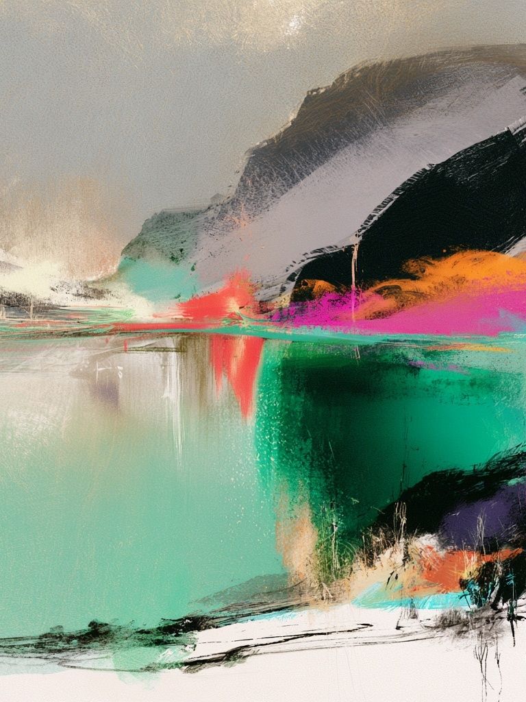 Neon Horizon Abstract Poster. poster — abstract art