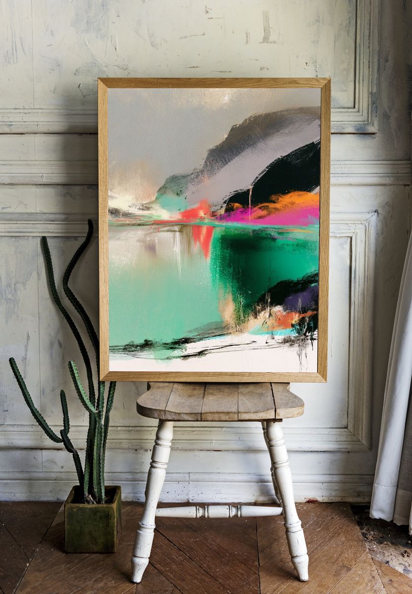 Neon Horizon Abstract Poster. — room view 1