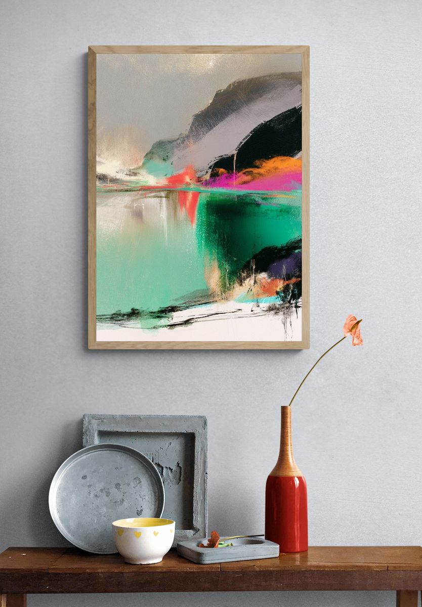 Neon Horizon Abstract Poster. — room view 3