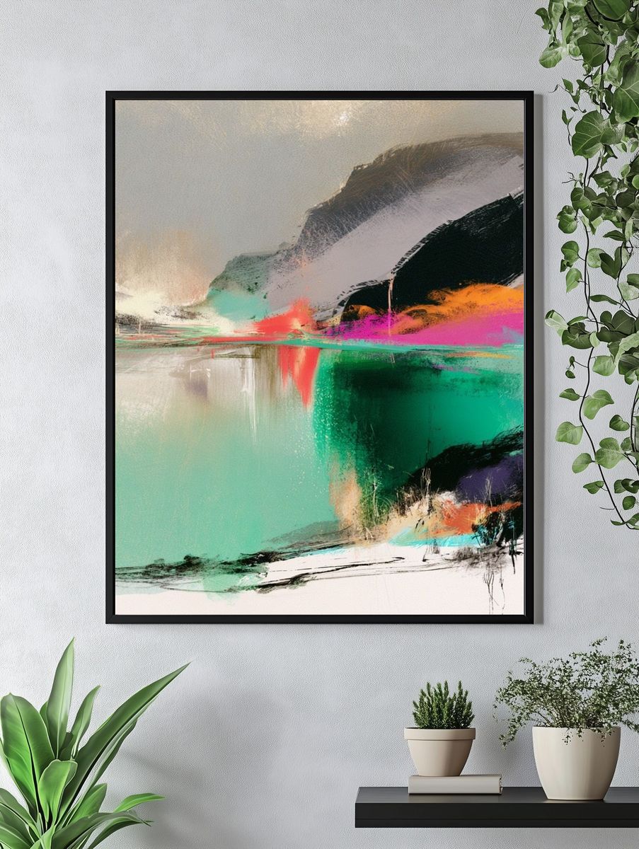 Neon Horizon Abstract Poster. — room view 4