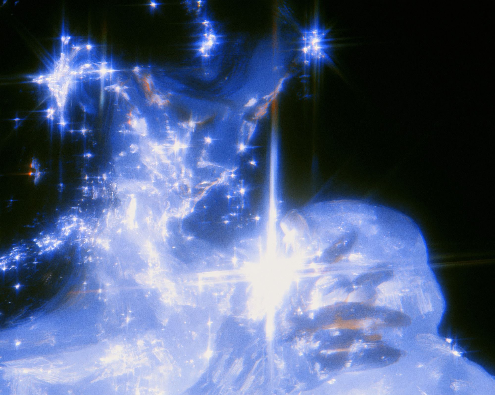 Blue Crystal Glow Abstract Print. poster detail