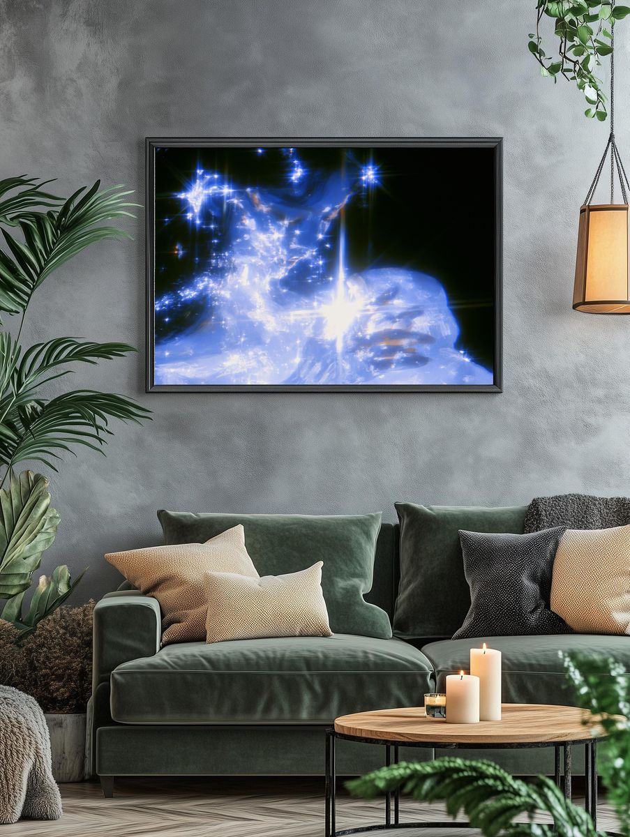 Blue Crystal Glow Abstract Print. — room view 4