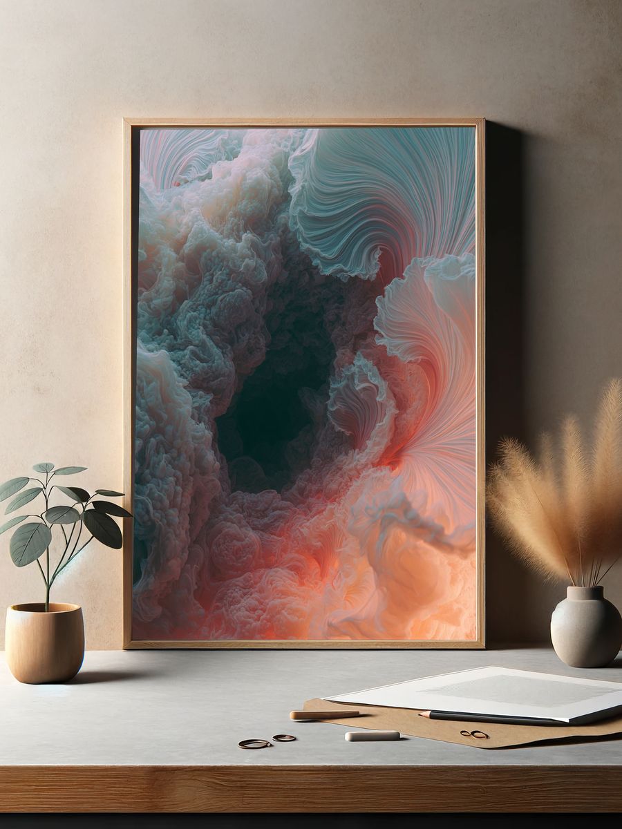 Ethereal Cloud Swirl Abstract Poster. — room view 2