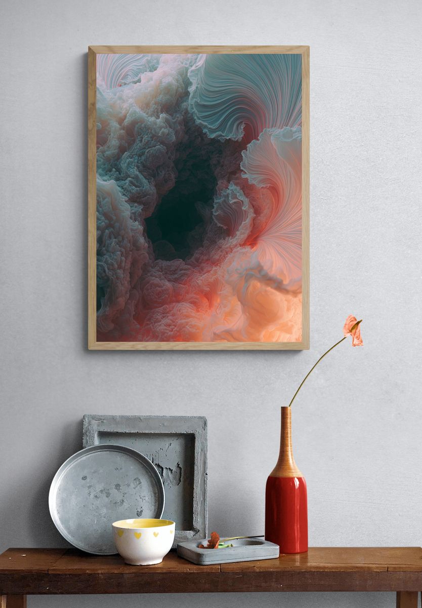 Ethereal Cloud Swirl Abstract Poster. — room view 3