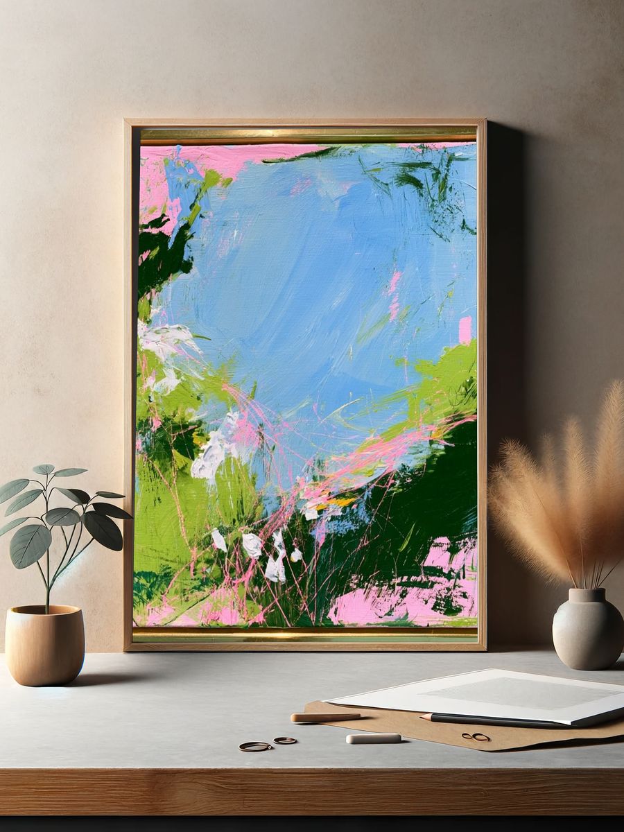 Pastel Garden Abstract Poster. — room view 2