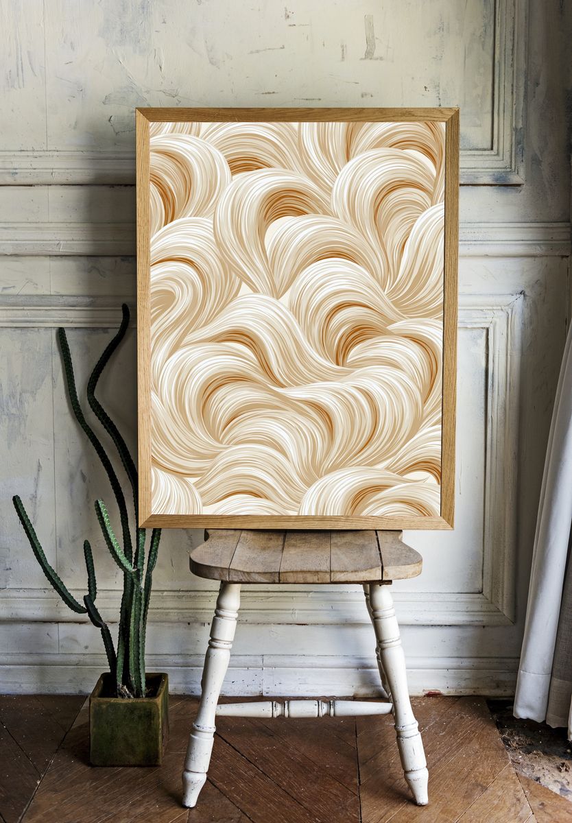 Cream Swirl Abstract Poster. — room view 1