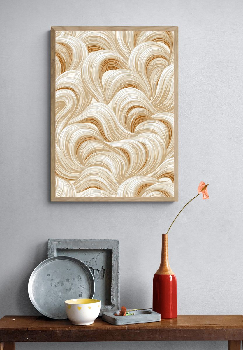 Cream Swirl Abstract Poster. — room view 3