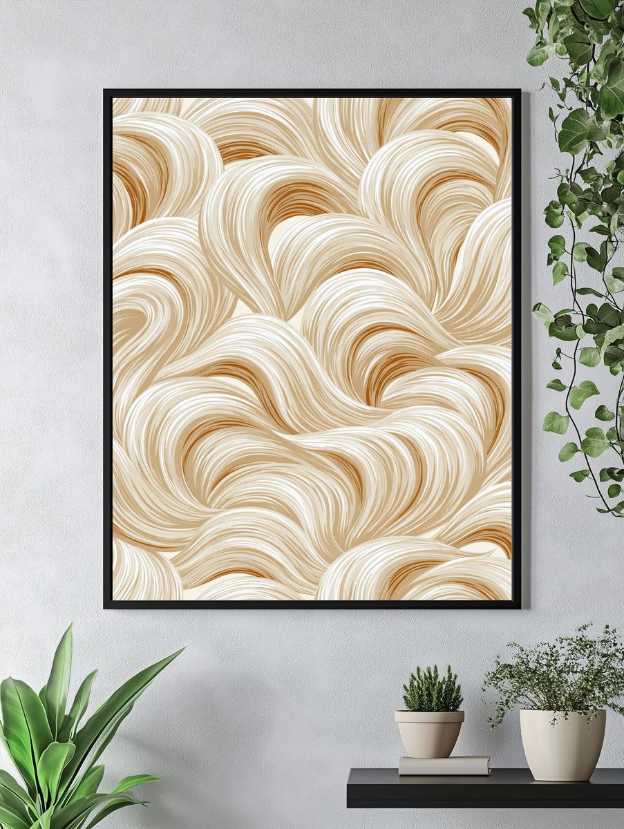 Cream Swirl Abstract Poster. — room view 4