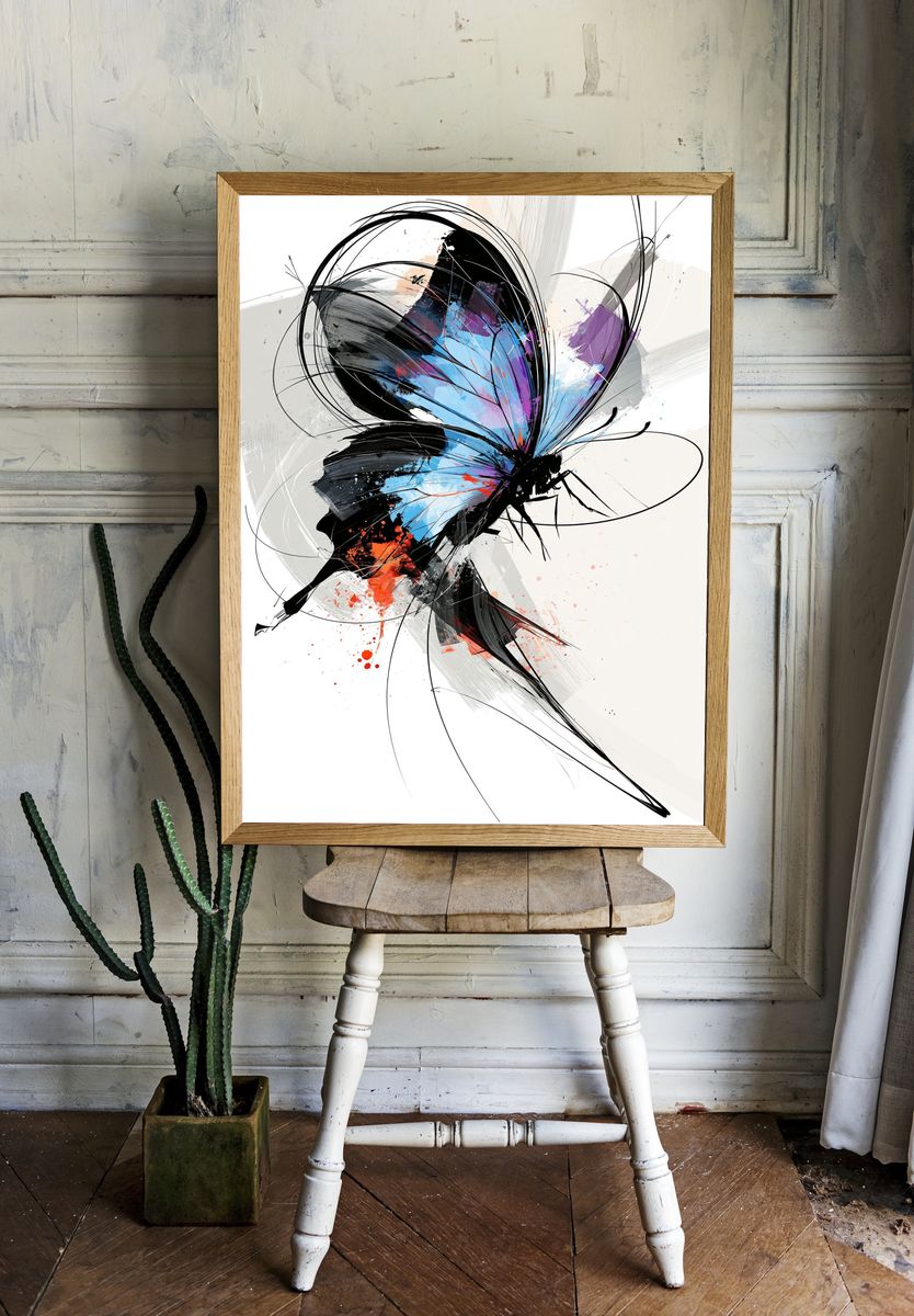 Abstract Butterfly Color Burst Poster. — room view 1