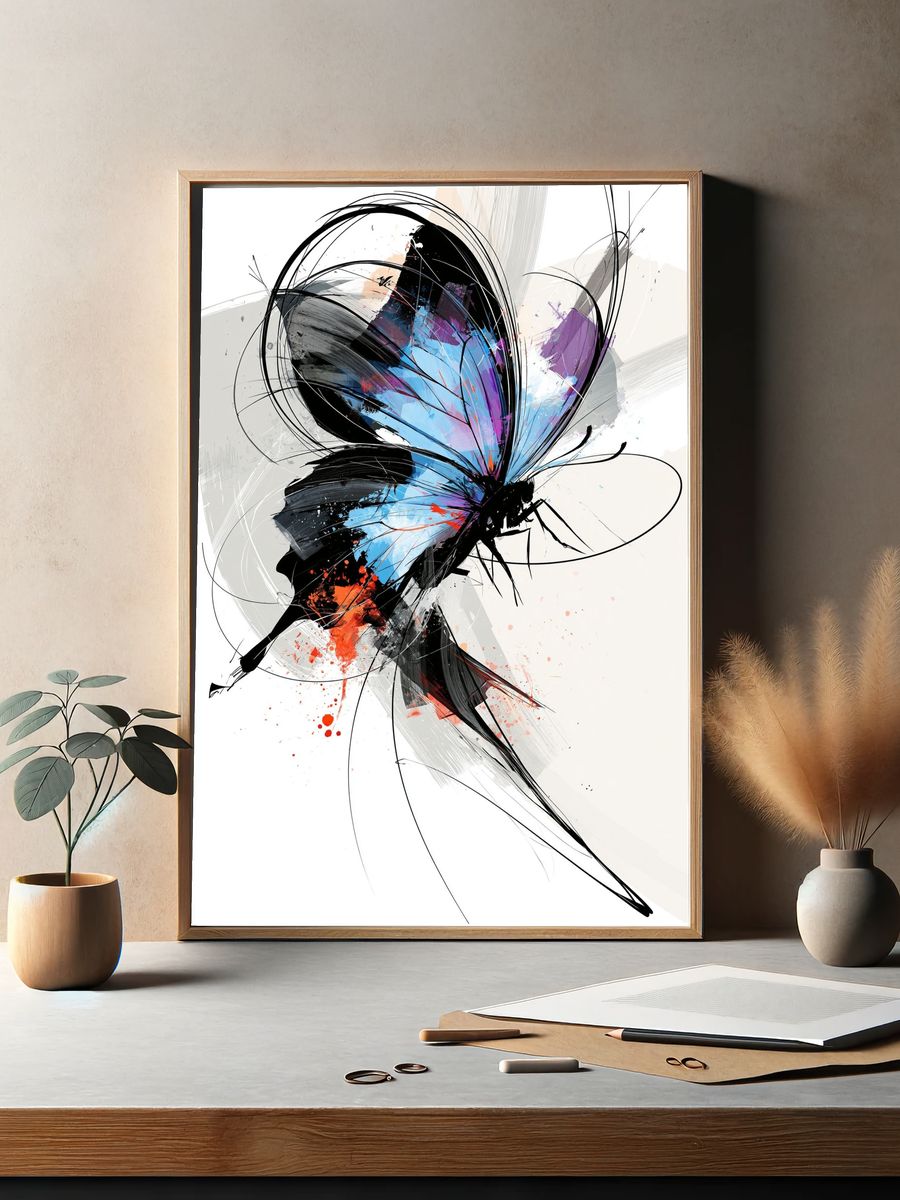 Abstract Butterfly Color Burst Poster. — room view 2