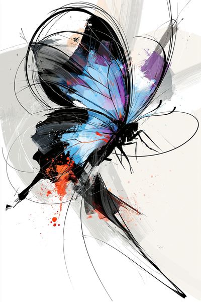 Abstract Butterfly Color Burst Poster.