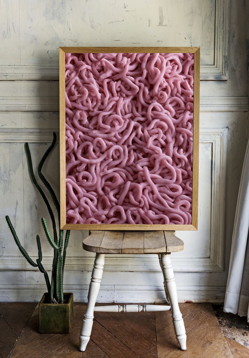 Pink Tangle Abstract Poster. room preview