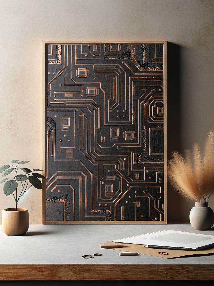 Copper Circuit Board Abstract Poster. — room view 2