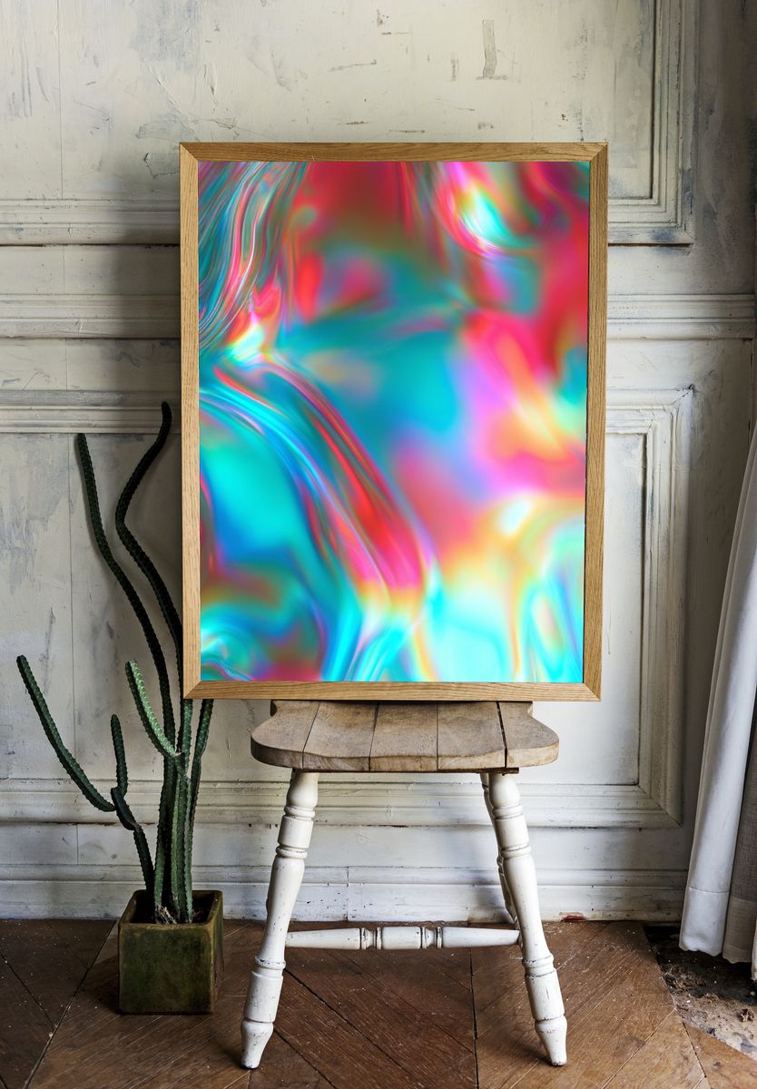 Neon Prism Flow Abstract Poster. — room view 1