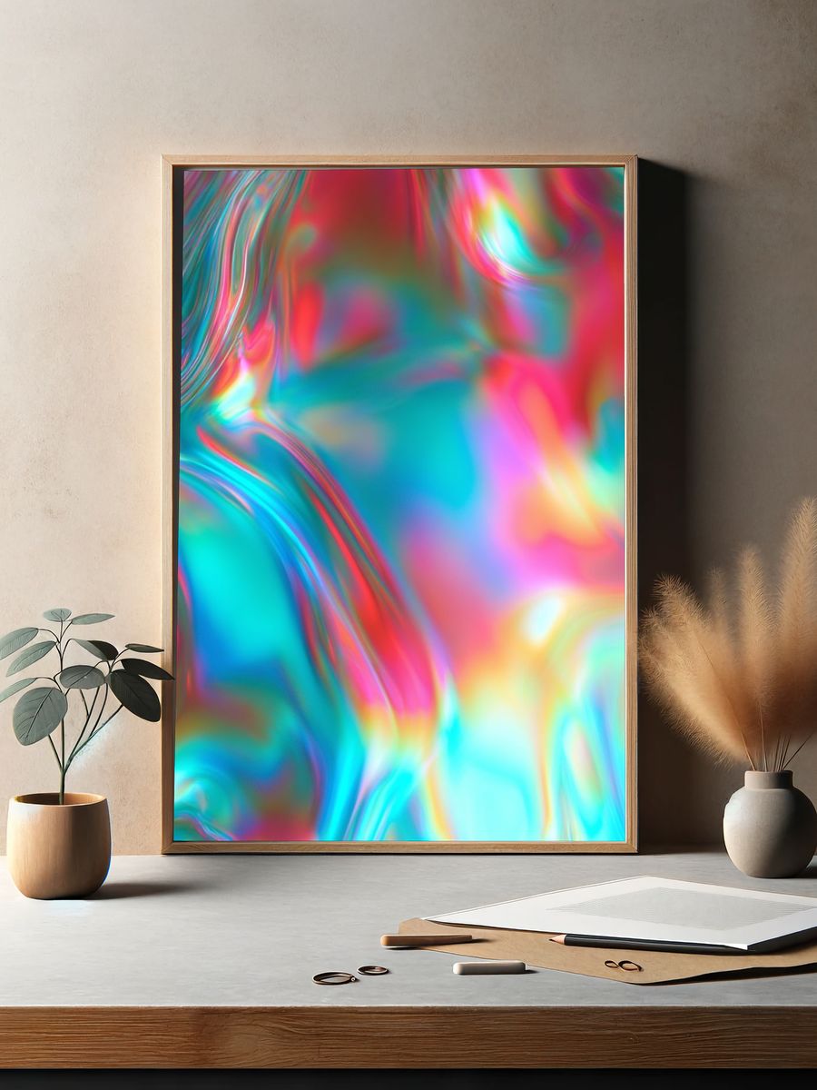 Neon Prism Flow Abstract Poster. — room view 2