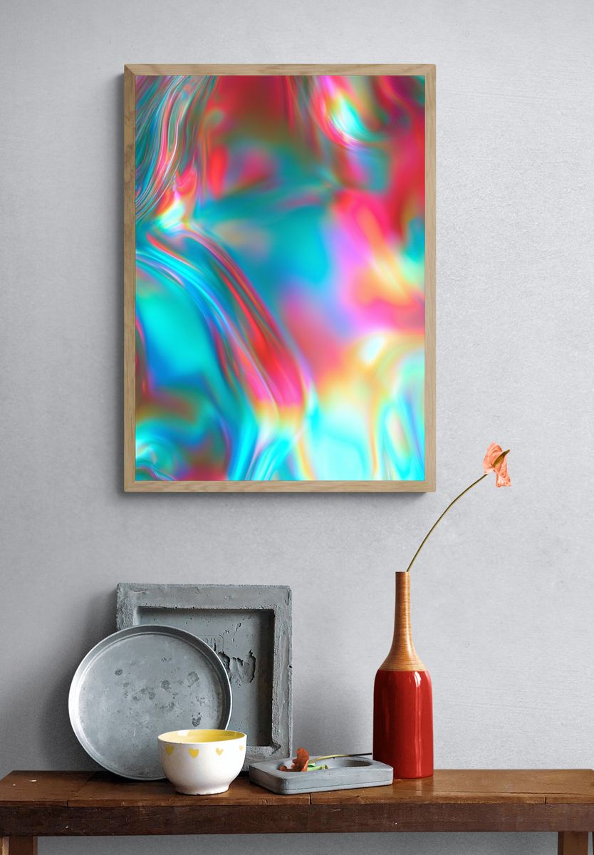 Neon Prism Flow Abstract Poster. — room view 3